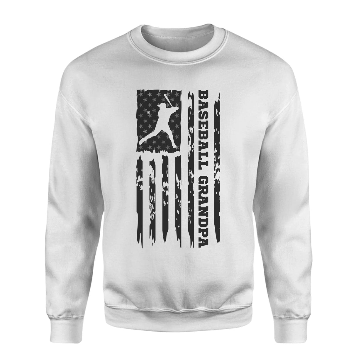 Baseball Grandpa Vertical Flag on a Sweatshirt with a Black Graphic