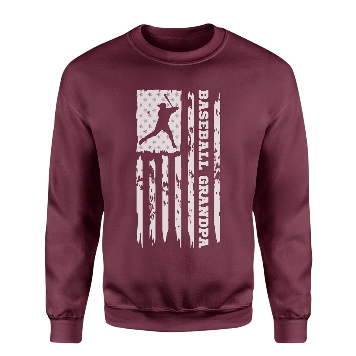 Baseball Grandpa Vertical Flag on a Sweatshirt with a White Graphic