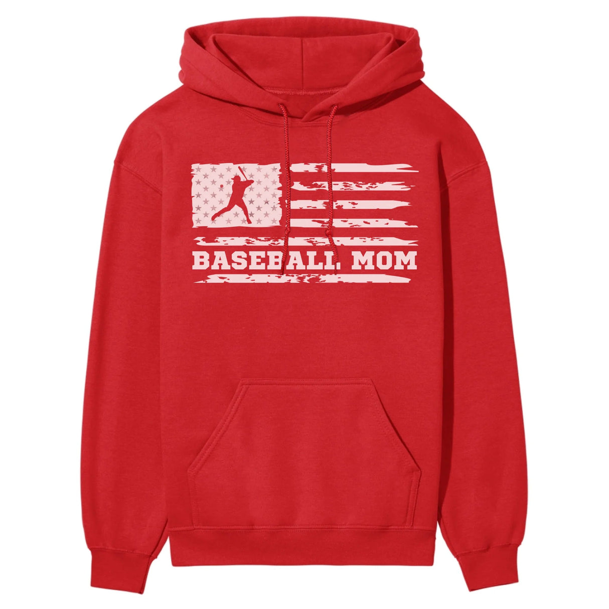 Baseball Mom Horizontal Flag on a Hoodie with a White Graphic