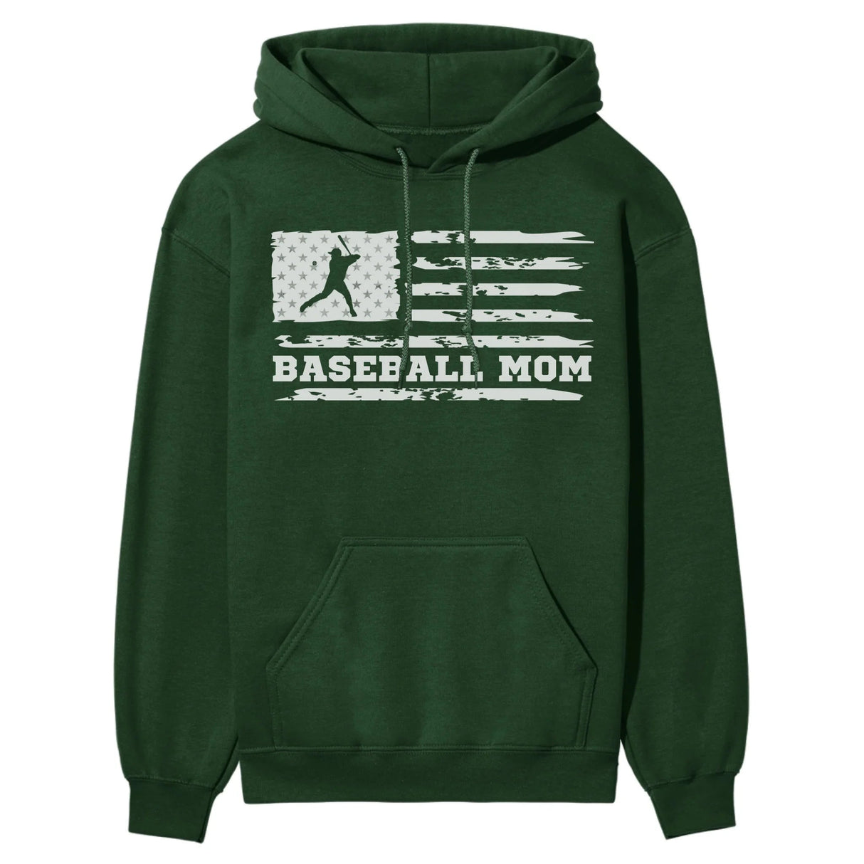 Baseball Mom Horizontal Flag on a Hoodie with a White Graphic