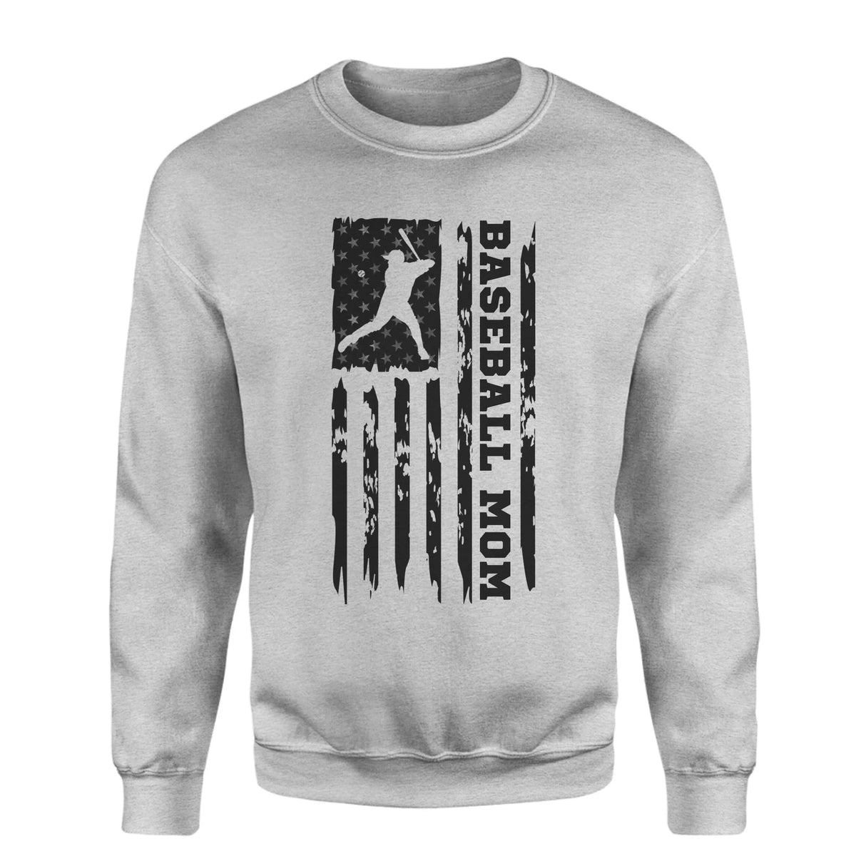 Baseball Mom Vertical Flag on a Sweatshirt with a Black Graphic