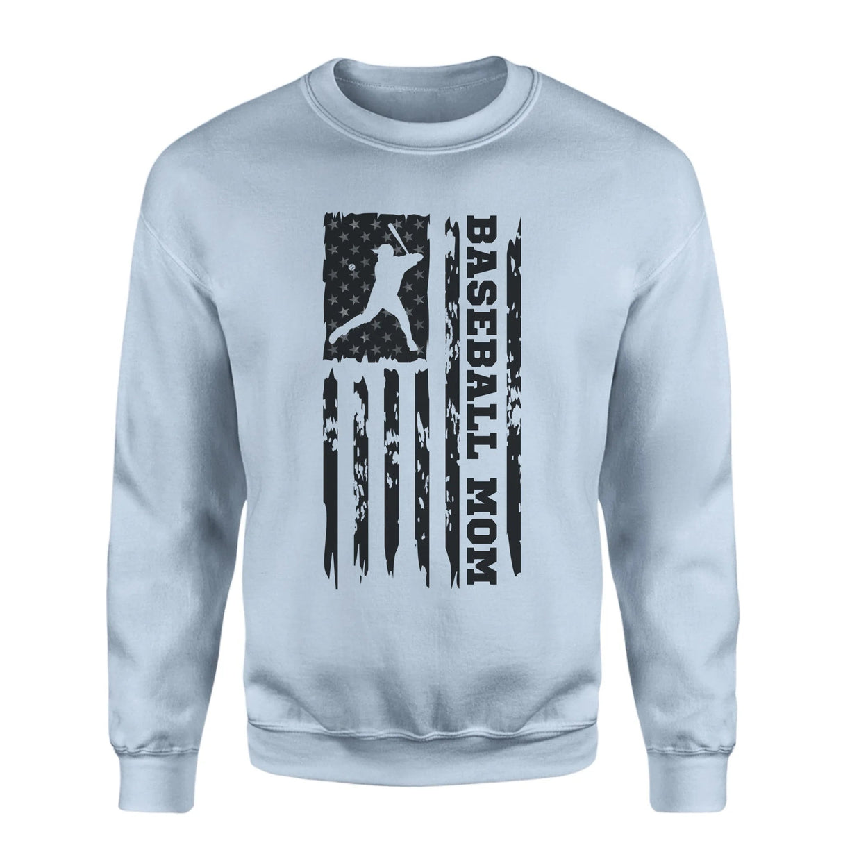 Baseball Mom Vertical Flag on a Sweatshirt with a Black Graphic