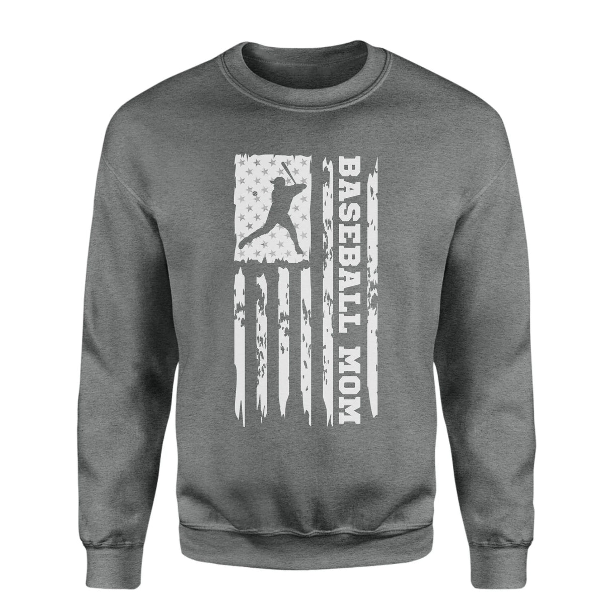 Baseball Mom Vertical Flag on a Sweatshirt with a White Graphic