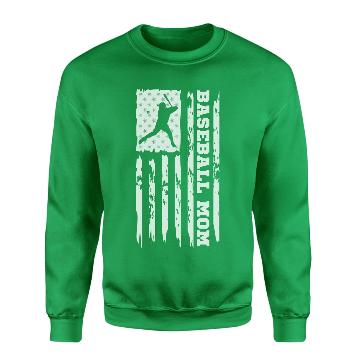 Baseball Mom Vertical Flag on a Sweatshirt with a White Graphic