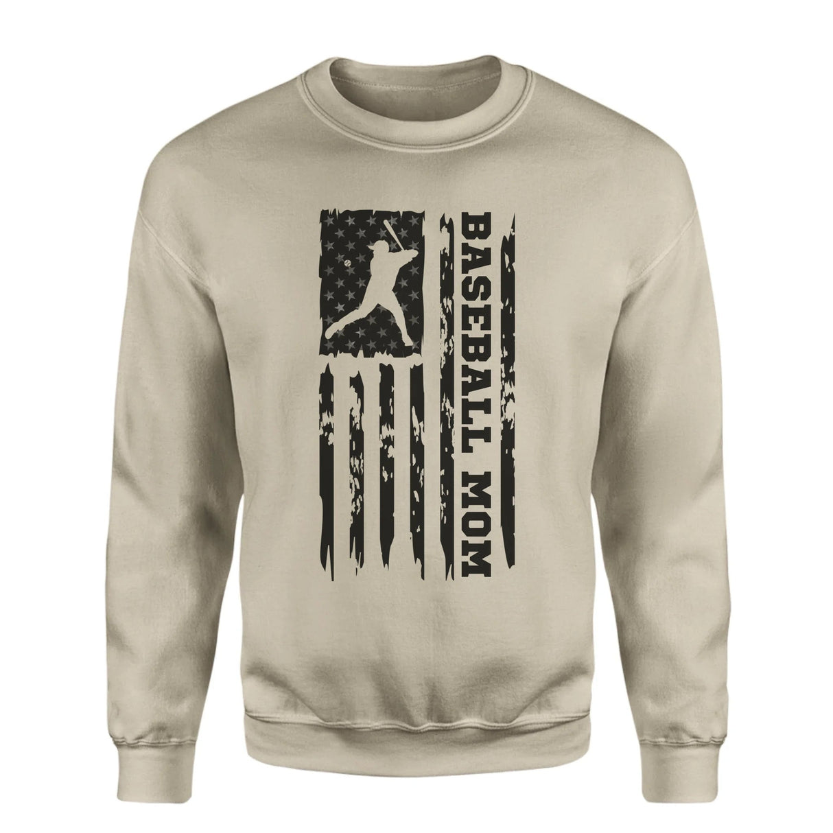 Baseball Mom Vertical Flag on a Sweatshirt with a Black Graphic