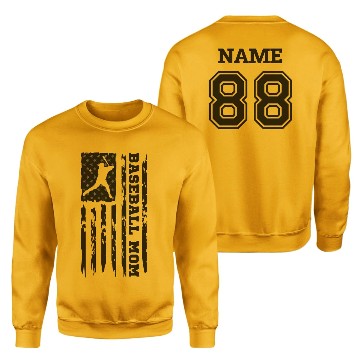 Baseball Mom Vertical Flag With Baseball Player Name on a Sweatshirt with a Black Graphic