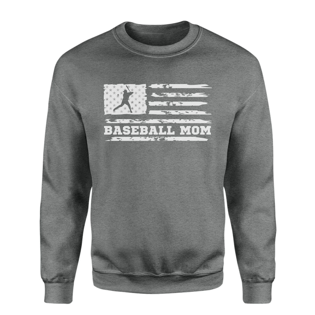 Baseball Mom Horizontal Flag on a Sweatshirt with a White Graphic