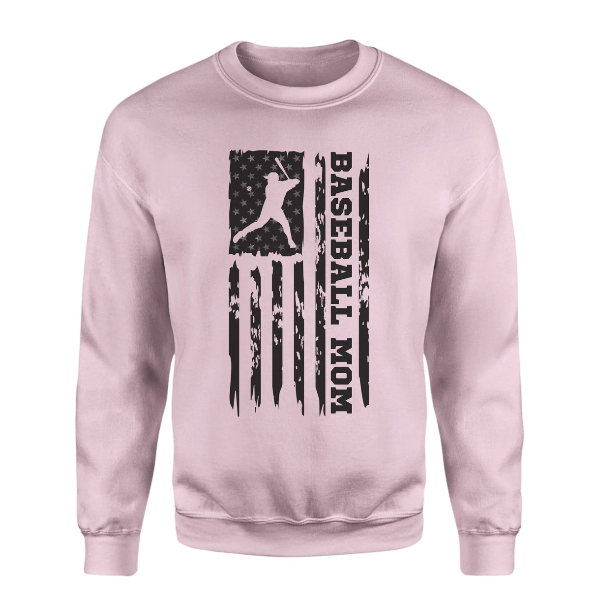 Baseball Mom Vertical Flag on a Sweatshirt with a Black Graphic