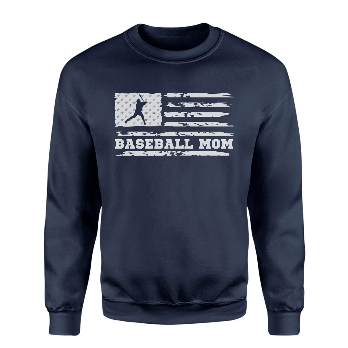 Baseball Mom Horizontal Flag on a Sweatshirt with a White Graphic