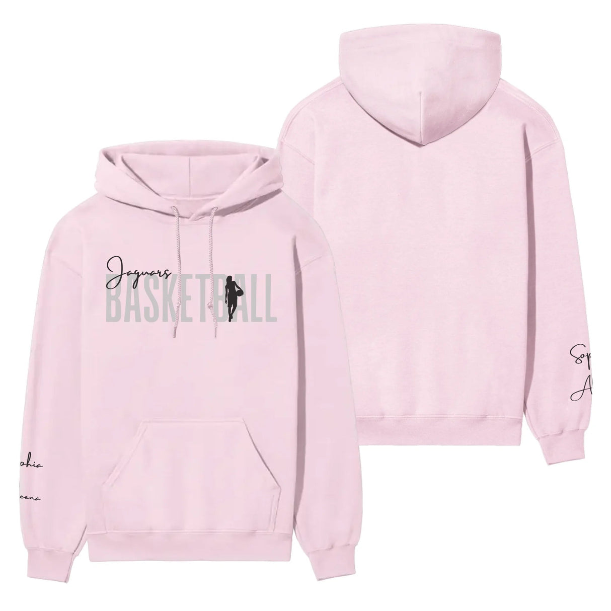 Personalized Basketball on a Hoodie With Modern Bold Designs and Basketball Player Name on Sleeve on a Hoodie