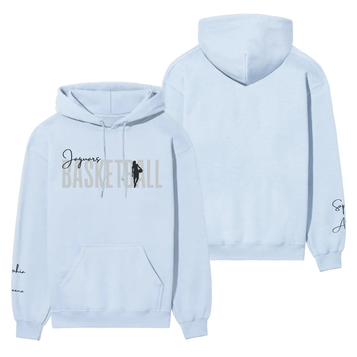 Personalized Basketball on a Hoodie With Modern Bold Designs and Basketball Player Name on Sleeve on a Hoodie