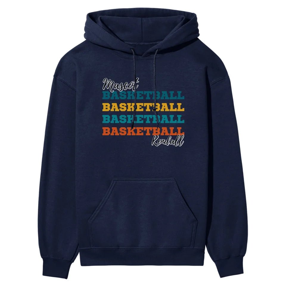 Personalized Basketball Basketball Basketball on a Hoodie With Mascot and Basketball Player Name on a Hoodie