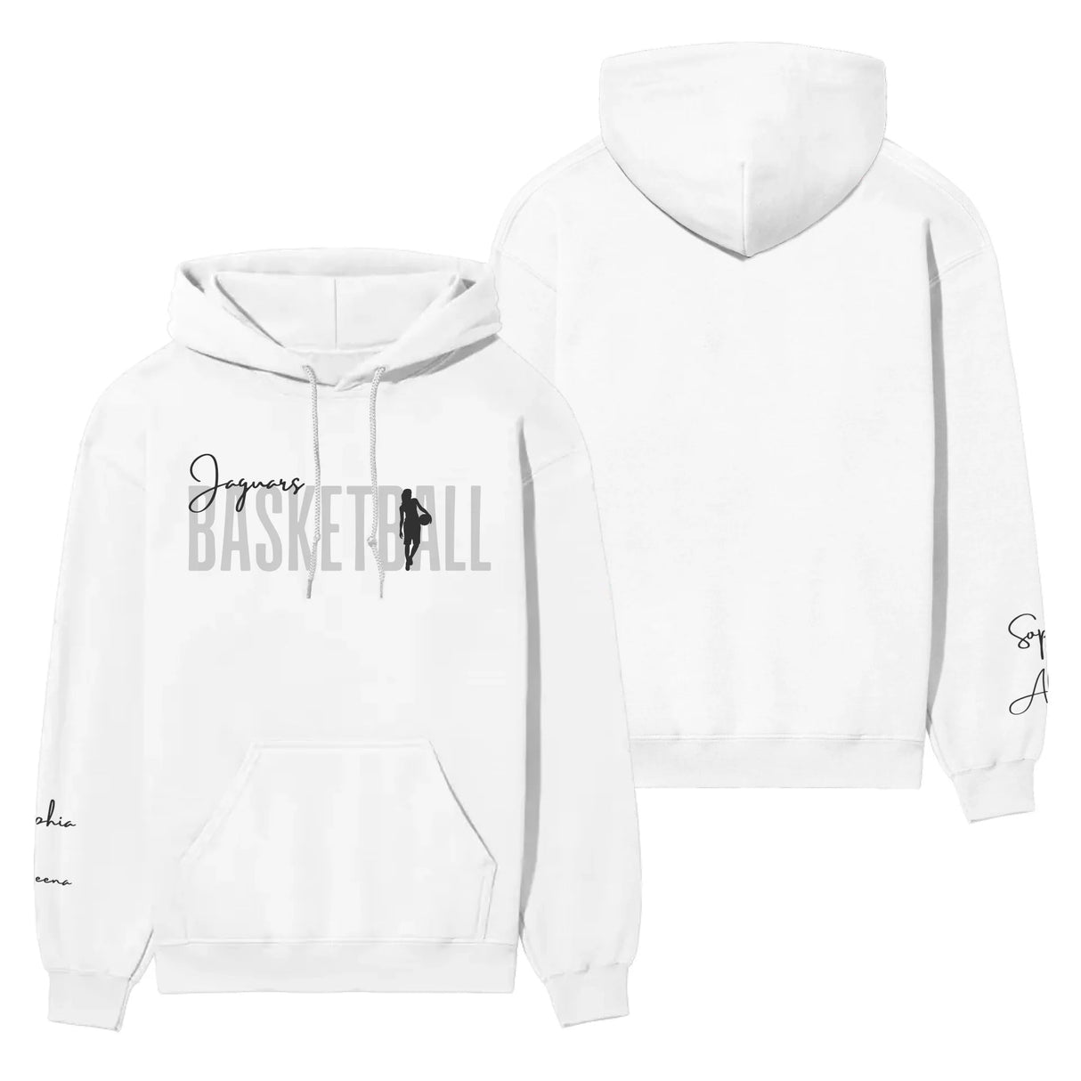 Personalized Basketball on a Hoodie With Modern Bold Designs and Basketball Player Name on Sleeve on a Hoodie