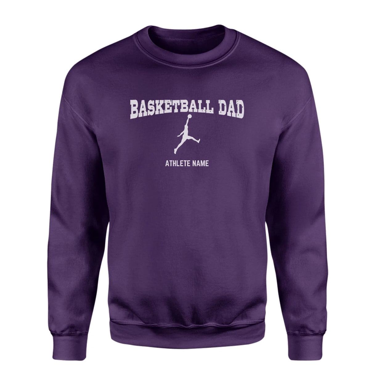 Basketball Dad with Basketball Player Icon and Basketball Player Name on a Sweatshirt with a White Graphic
