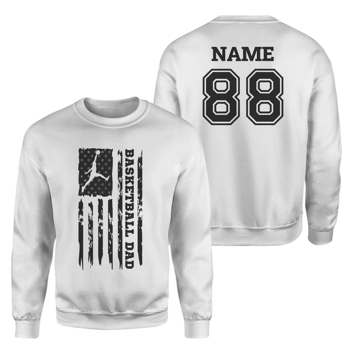 Basketball Dad Vertical Flag With Basketball Player Name on a Sweatshirt with a Black Graphic