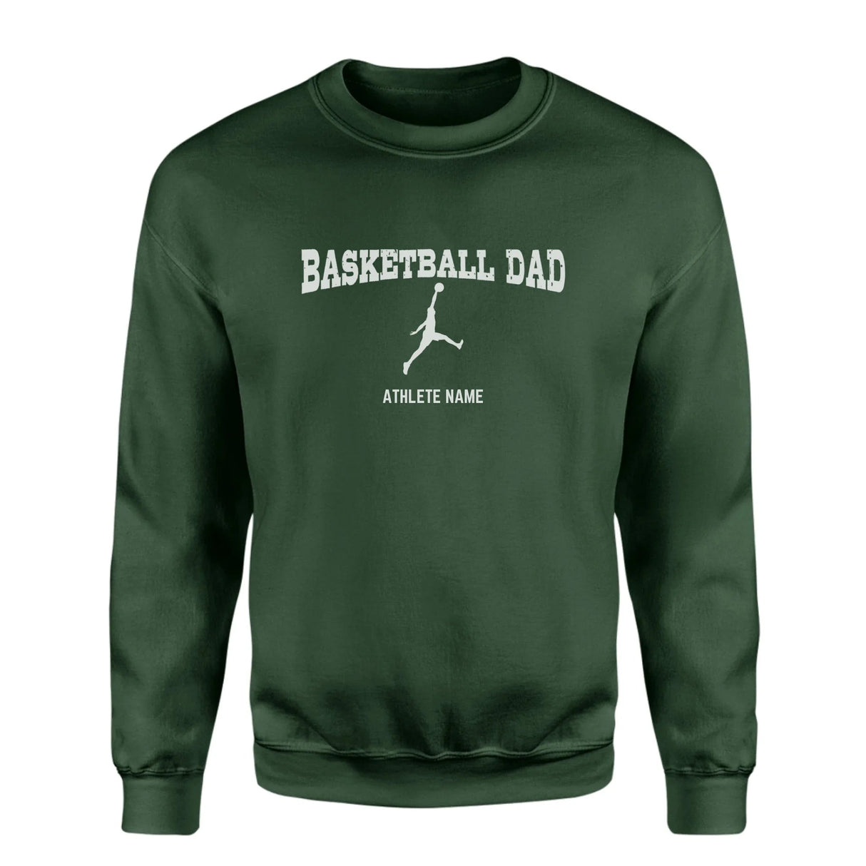 Basketball Dad with Basketball Player Icon and Basketball Player Name on a Sweatshirt with a White Graphic