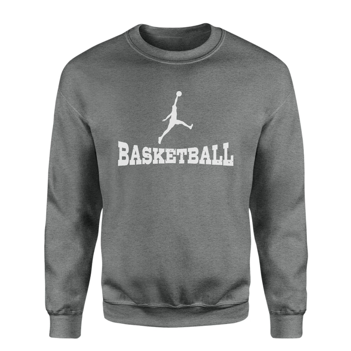 Basic Basketball with Basketball Player Icon on a Sweatshirt with a White Graphic