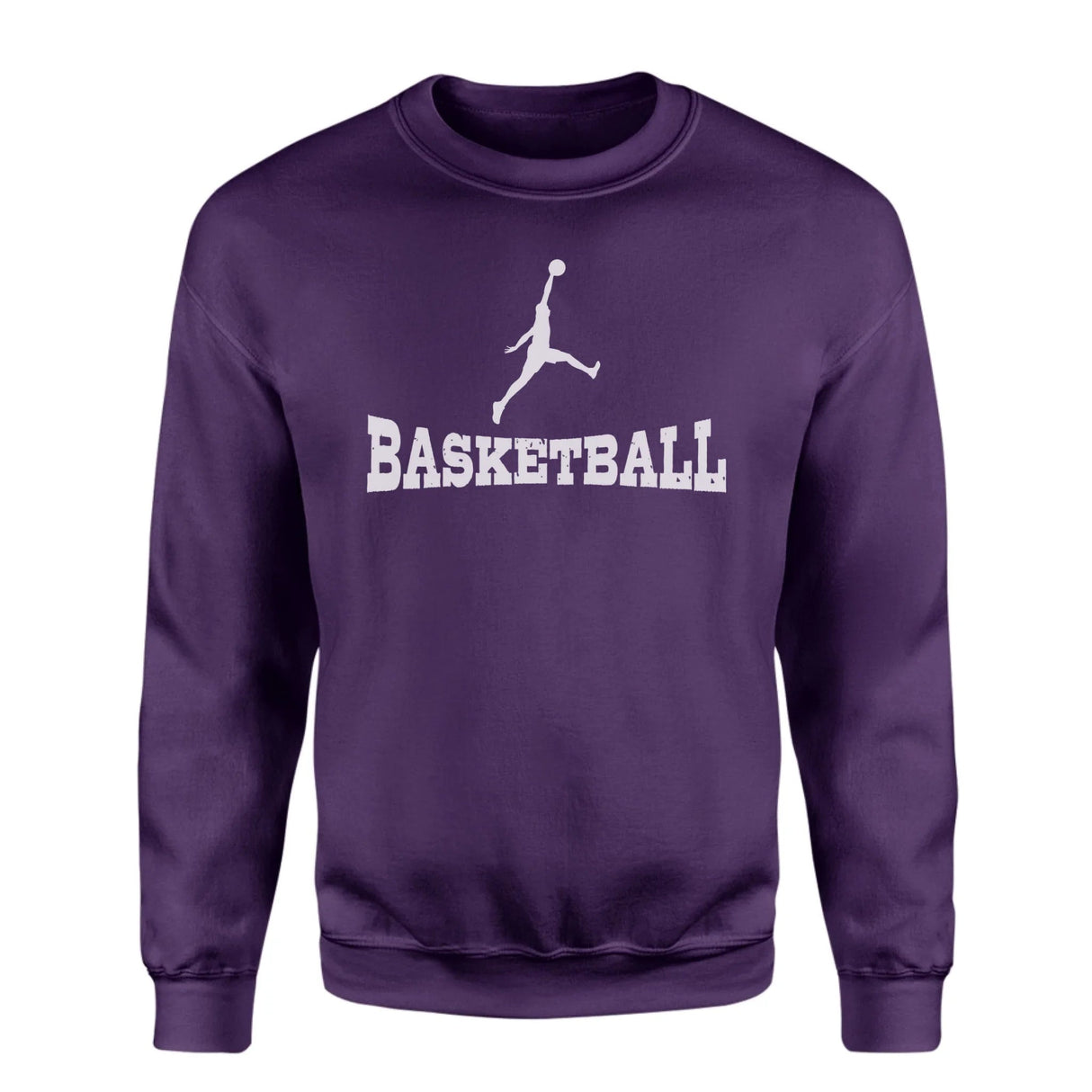 Basic Basketball with Basketball Player Icon on a Sweatshirt with a White Graphic