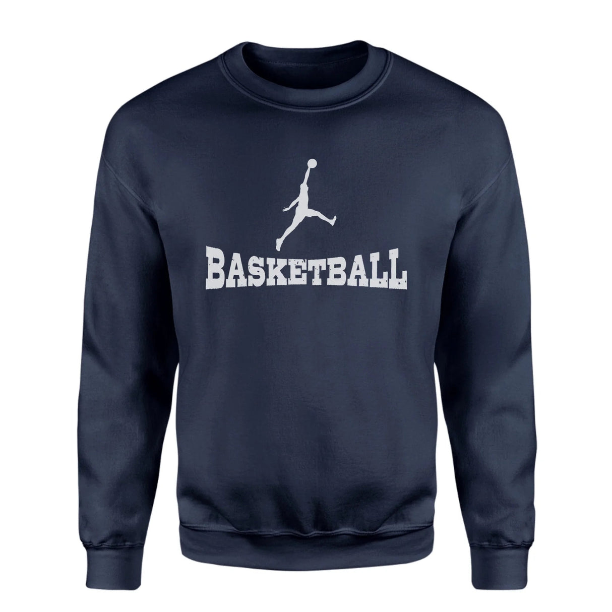 Basic Basketball with Basketball Player Icon on a Sweatshirt with a White Graphic