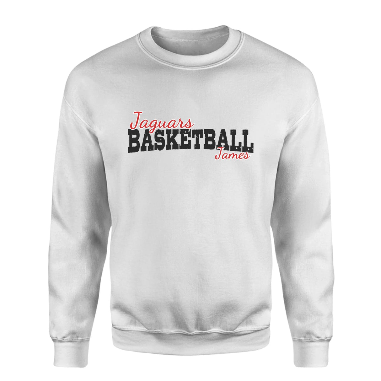 Custom Basketball Mascot and Basketball Player Name on a Sweatshirt with a Black Graphic