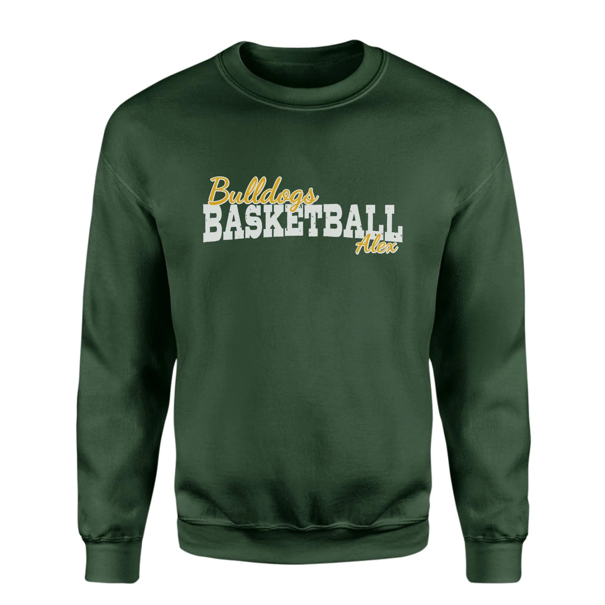 Custom Basketball Mascot and Basketball Player Name on a Sweatshirt with a White Graphic