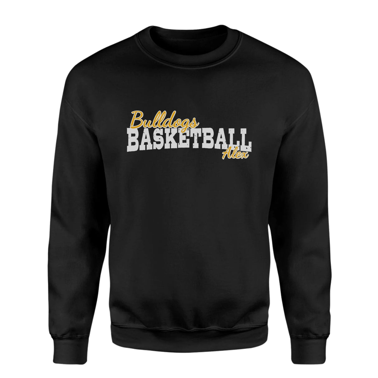 Custom Basketball Mascot and Basketball Player Name on a Sweatshirt with a White Graphic