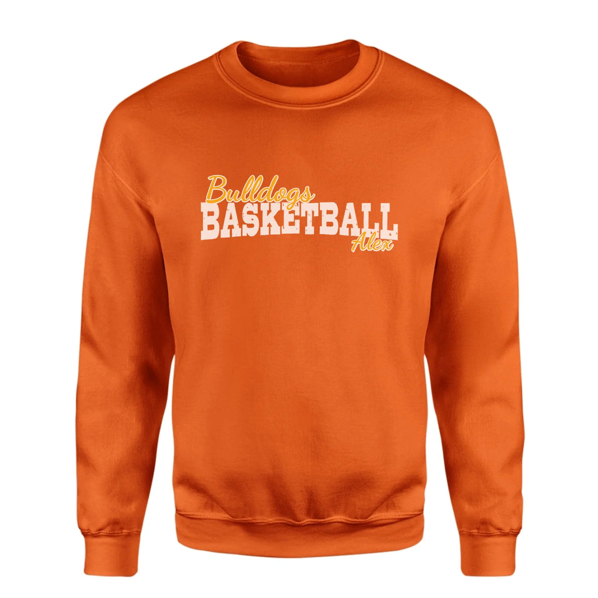 Custom Basketball Mascot and Basketball Player Name on a Sweatshirt with a White Graphic