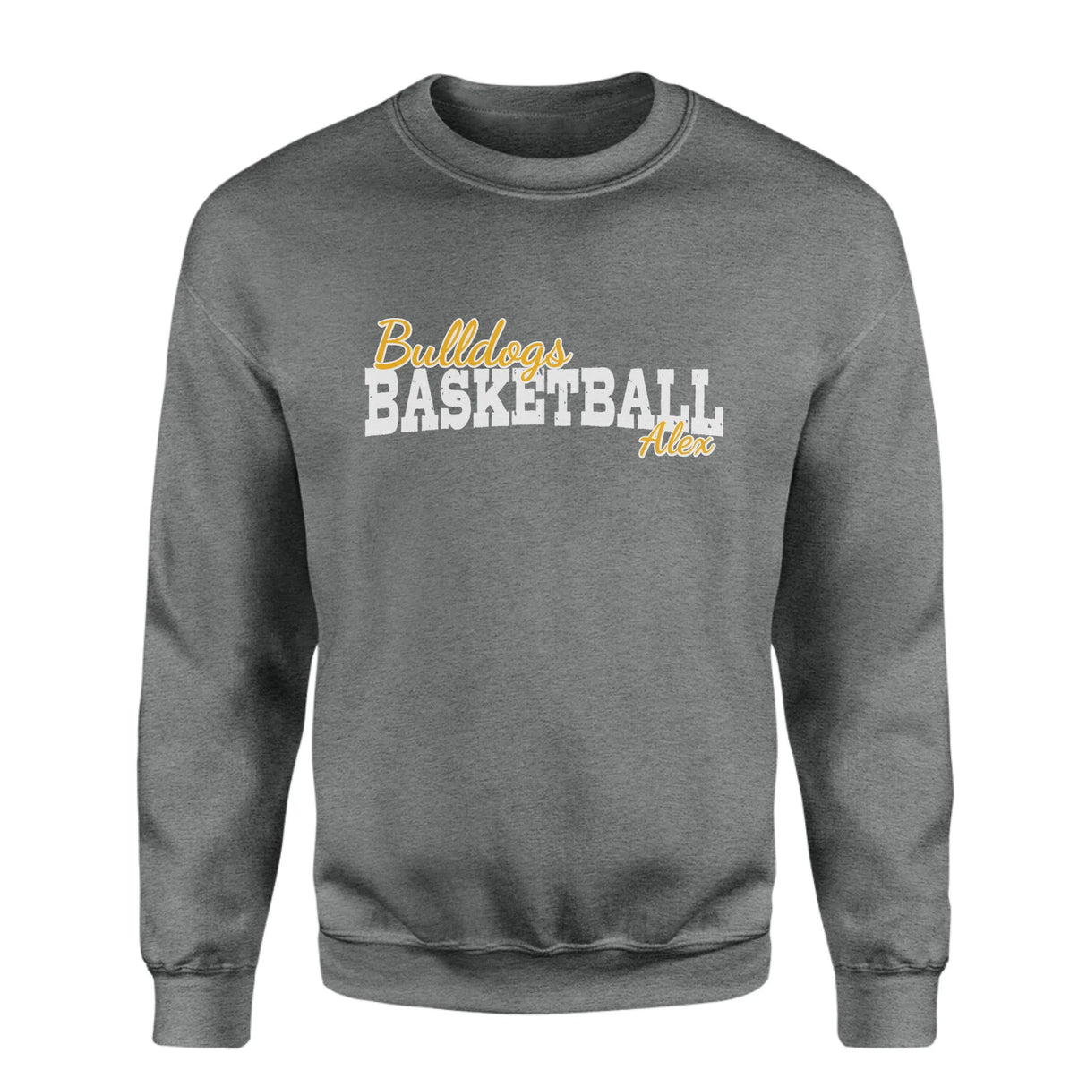 Custom Basketball Mascot and Basketball Player Name on a Sweatshirt with a White Graphic