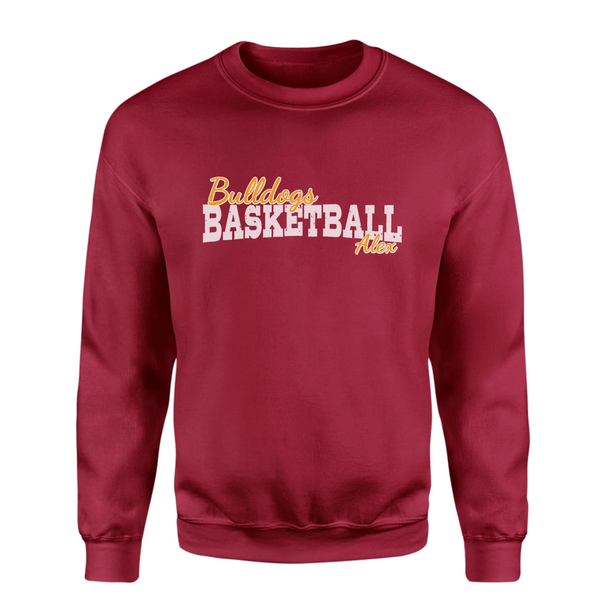 Custom Basketball Mascot and Basketball Player Name on a Sweatshirt with a White Graphic