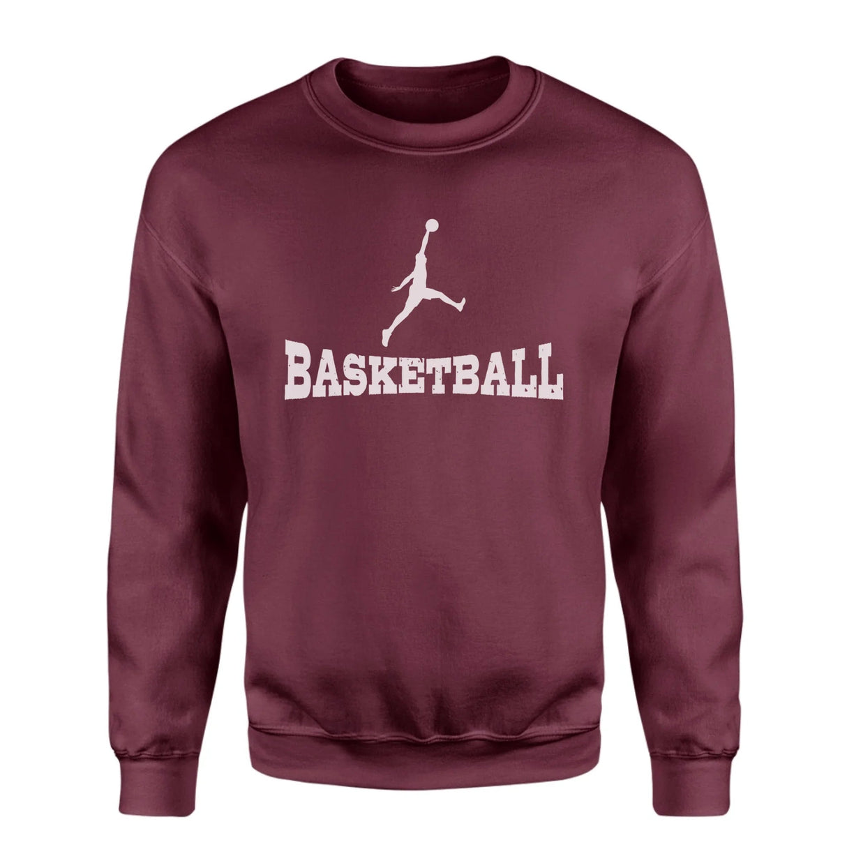 Basic Basketball with Basketball Player Icon on a Sweatshirt with a White Graphic