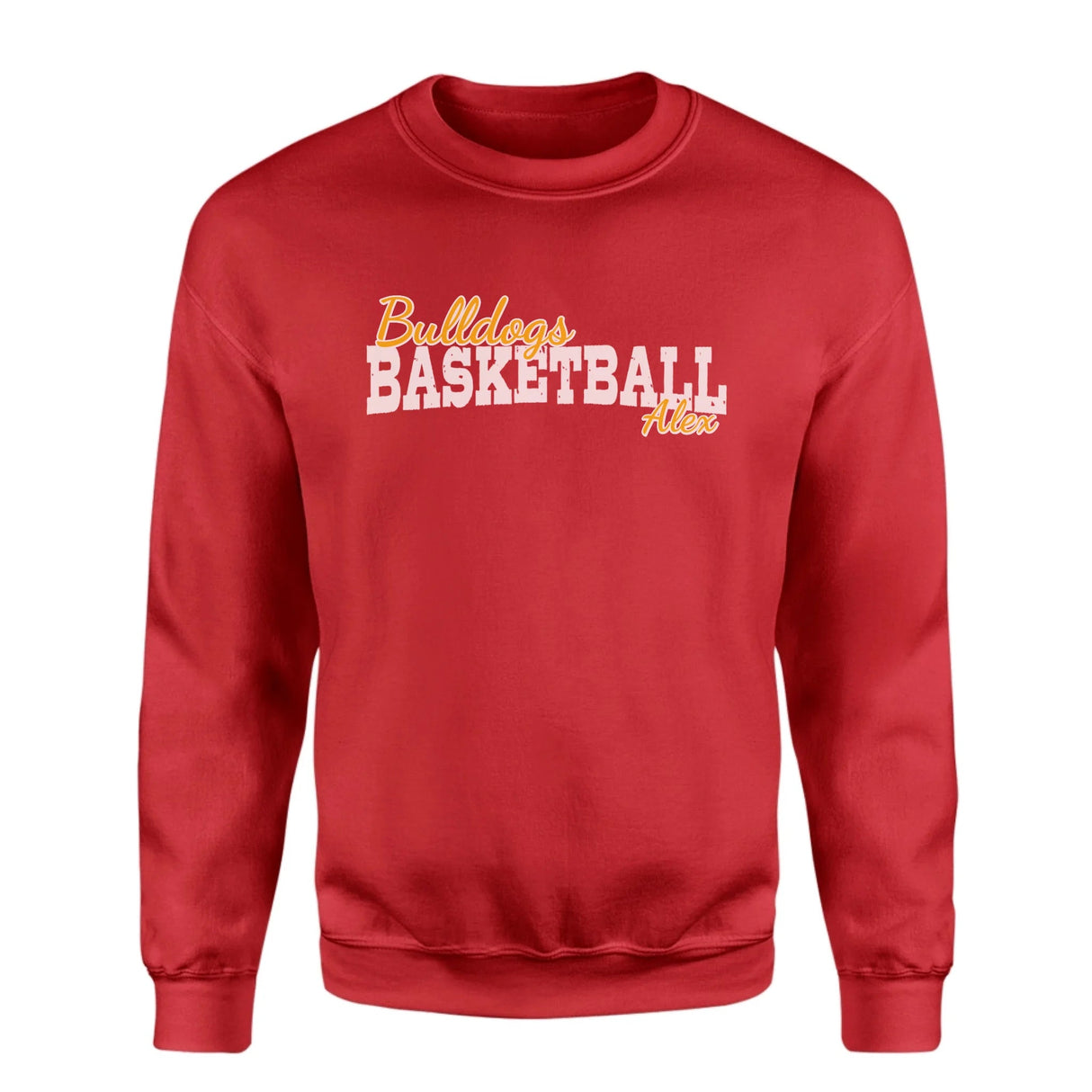 Custom Basketball Mascot and Basketball Player Name on a Sweatshirt with a White Graphic