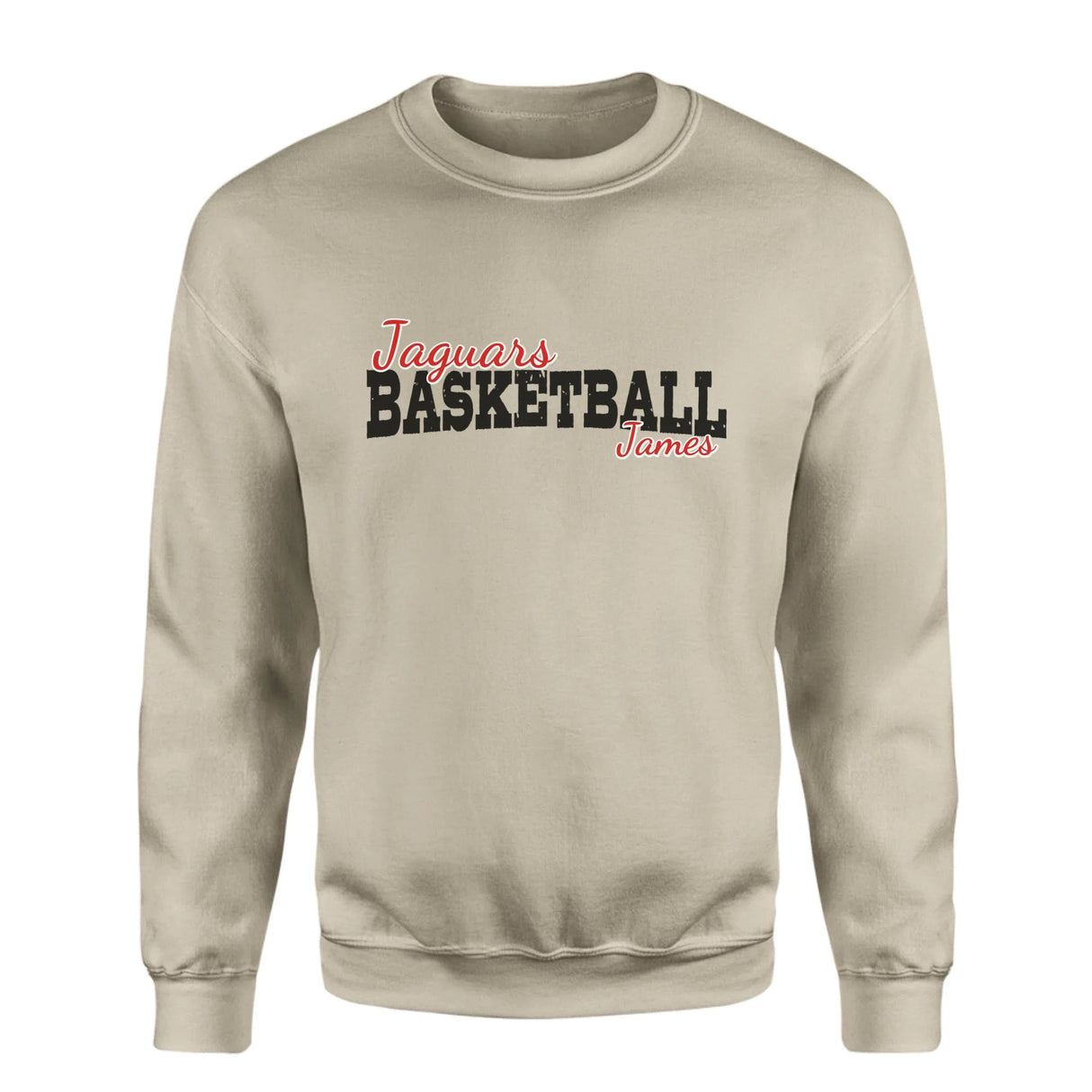 Custom Basketball Mascot and Basketball Player Name on a Sweatshirt with a Black Graphic