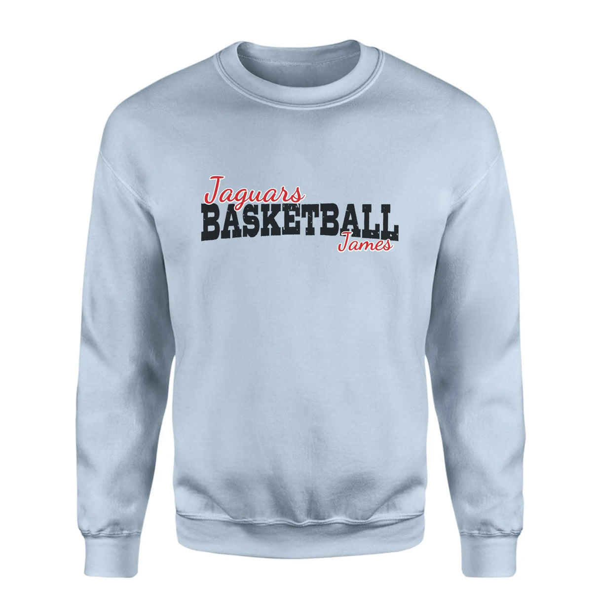 Custom Basketball Mascot and Basketball Player Name on a Sweatshirt with a Black Graphic
