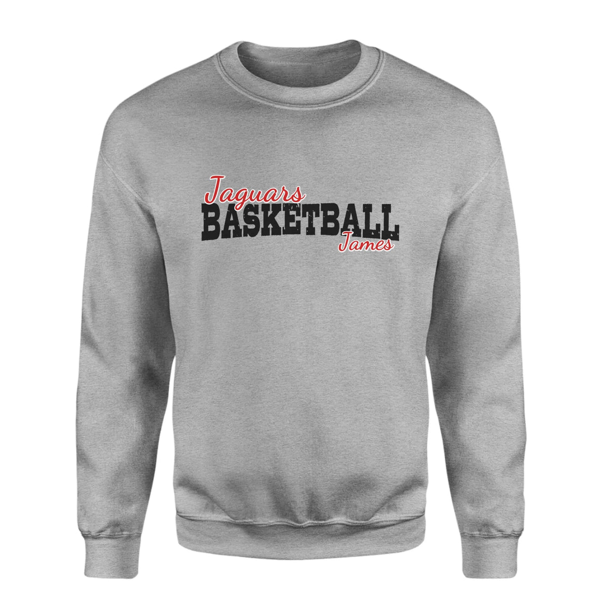 Custom Basketball Mascot and Basketball Player Name on a Sweatshirt with a Black Graphic
