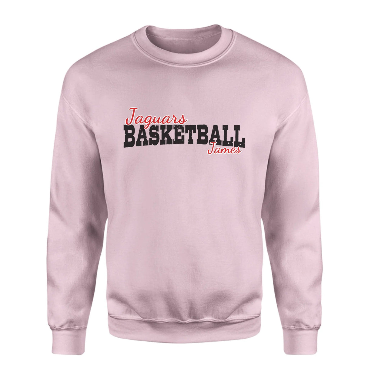 Custom Basketball Mascot and Basketball Player Name on a Sweatshirt with a Black Graphic