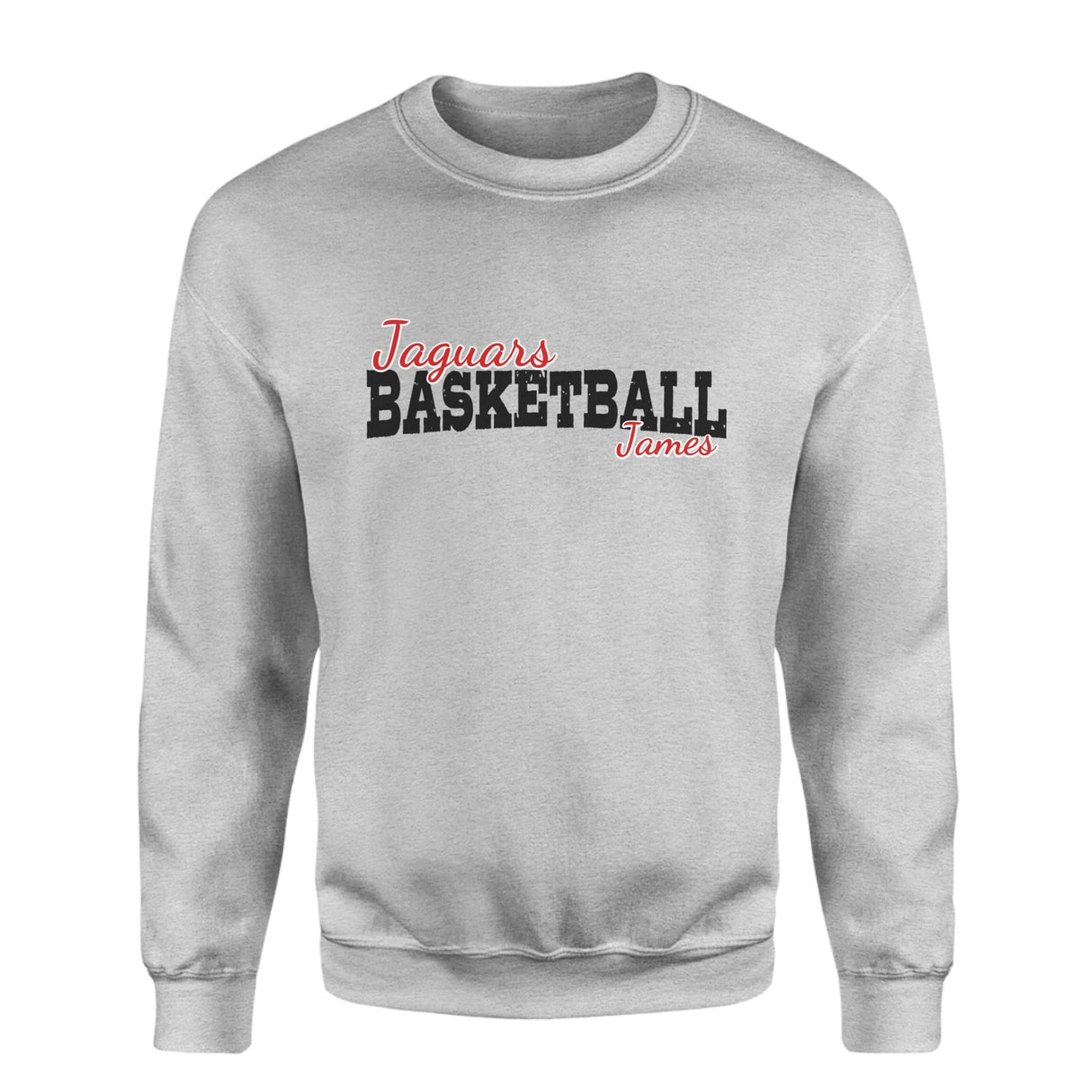 Custom Basketball Mascot and Basketball Player Name on a Sweatshirt with a Black Graphic