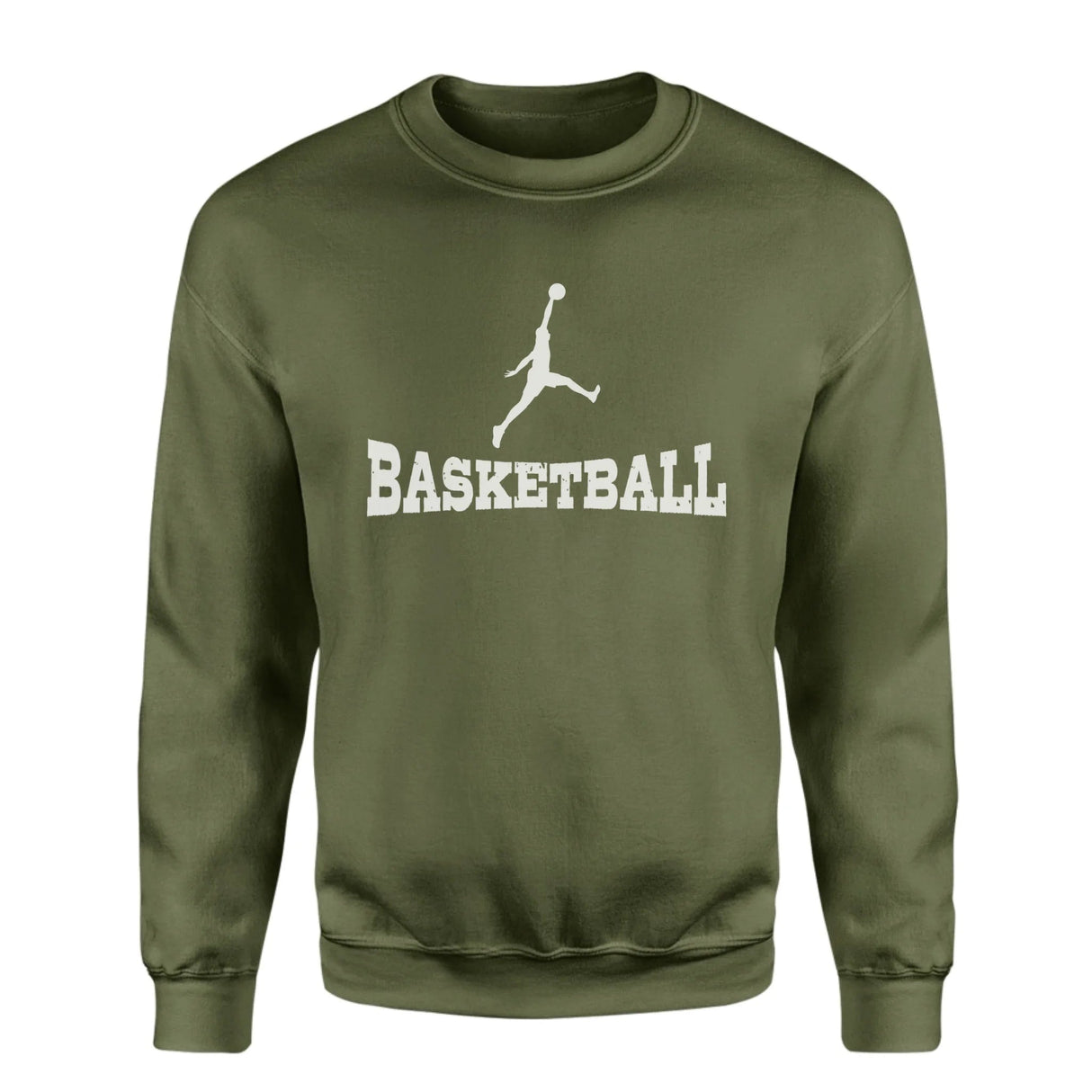 Basic Basketball with Basketball Player Icon on a Sweatshirt with a White Graphic