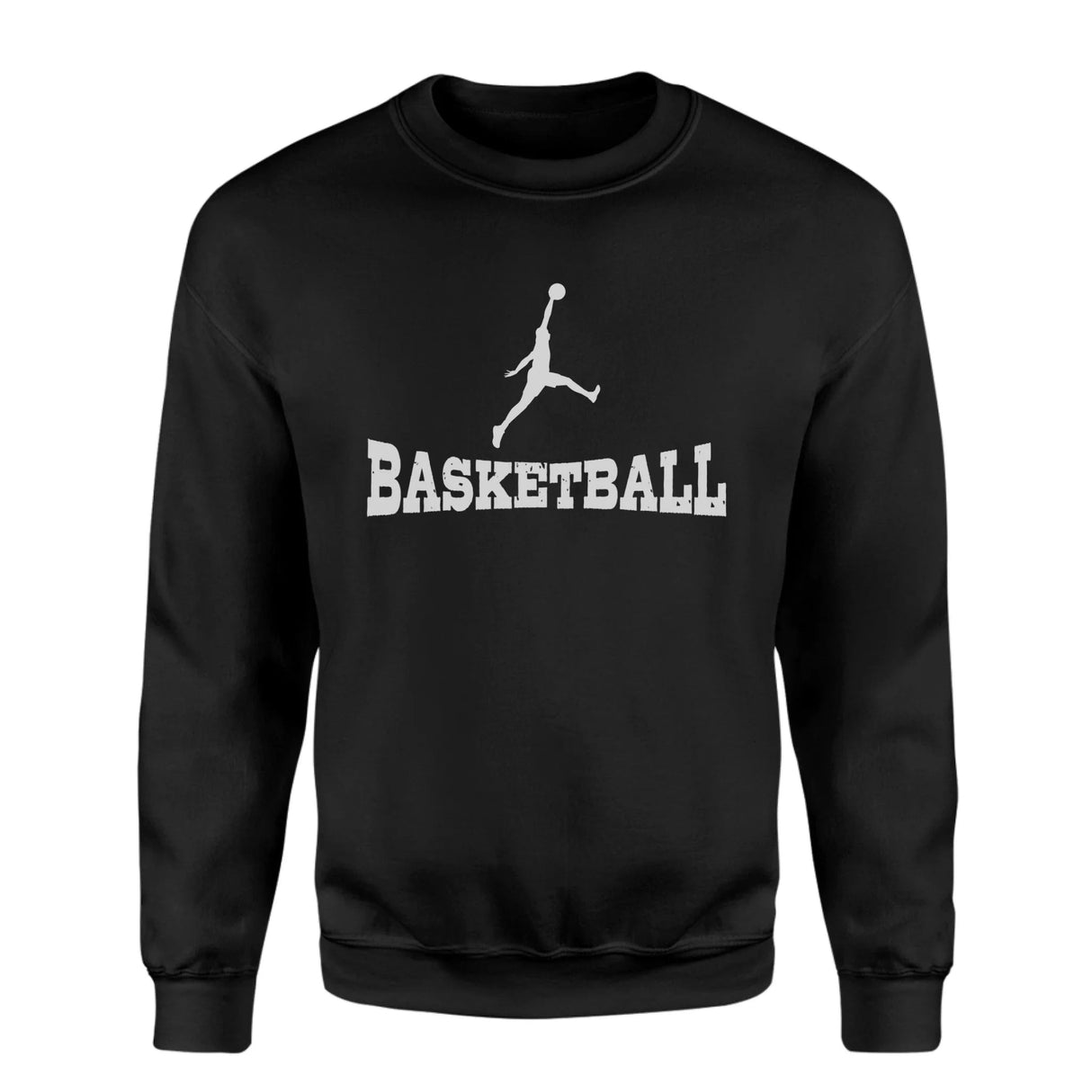 Basic Basketball with Basketball Player Icon on a Sweatshirt with a White Graphic