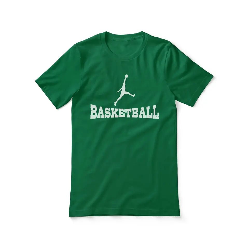 Basic Basketball with Basketball Player Icon on a Unisex T-Shirt with a White Graphic