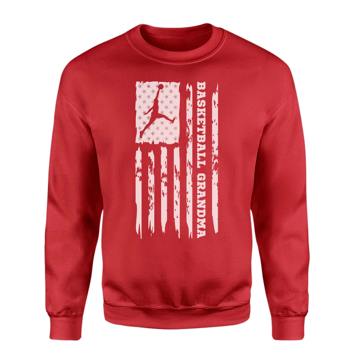 Basketball Grandma Vertical Flag on a Sweatshirt with a White Graphic