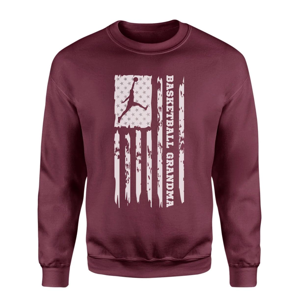 Basketball Grandma Vertical Flag on a Sweatshirt with a White Graphic