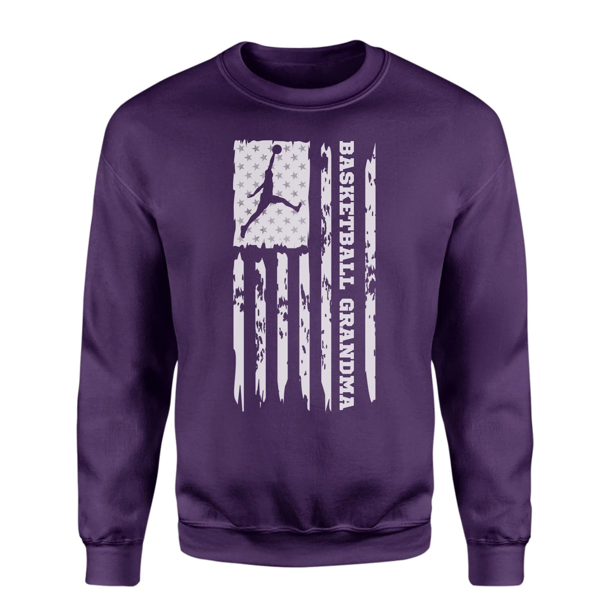 Basketball Grandma Vertical Flag on a Sweatshirt with a White Graphic