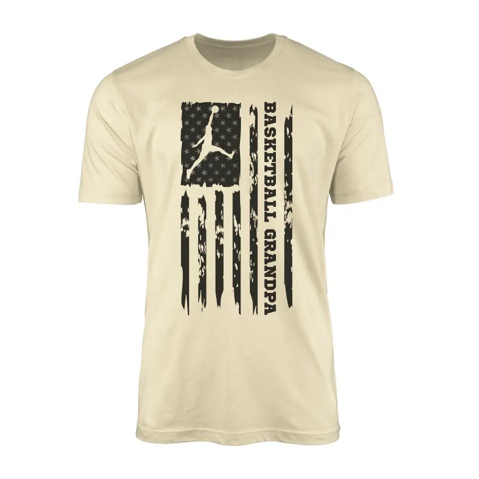 Basketball Grandpa Vertical Flag on a Men's T-Shirt with a Black Graphic