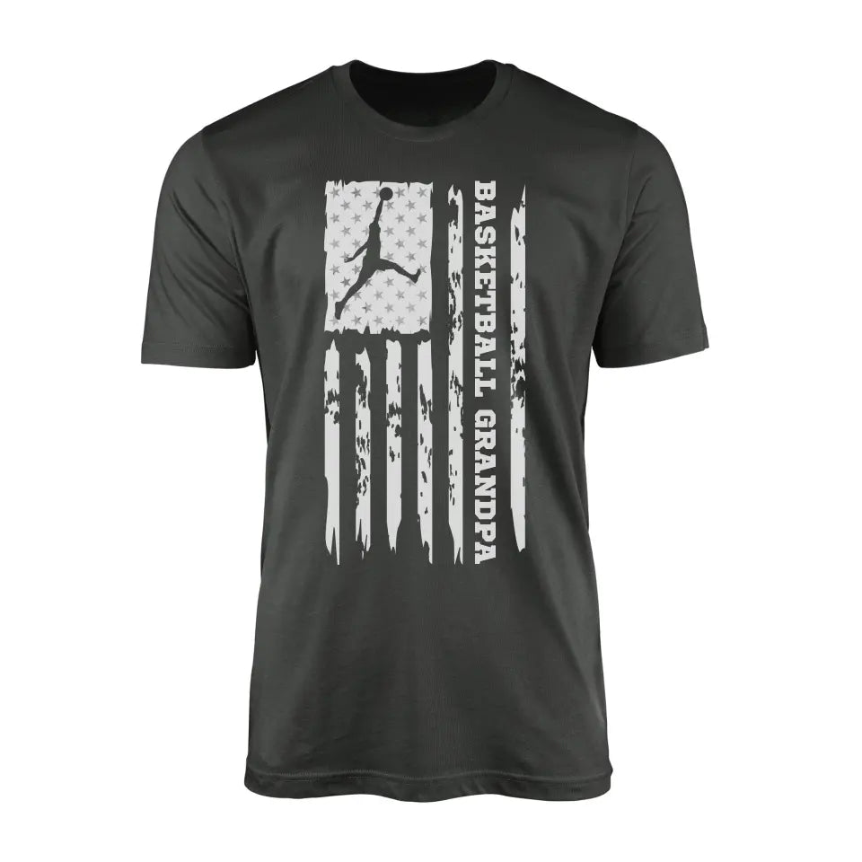 Basketball Grandpa Vertical Flag on a Men's T-Shirt with a White Graphic