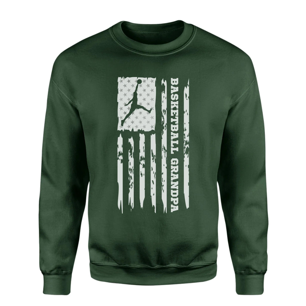 Basketball Grandpa Vertical Flag on a Sweatshirt with a White Graphic