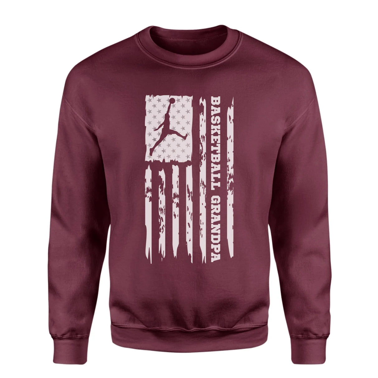 Basketball Grandpa Vertical Flag on a Sweatshirt with a White Graphic