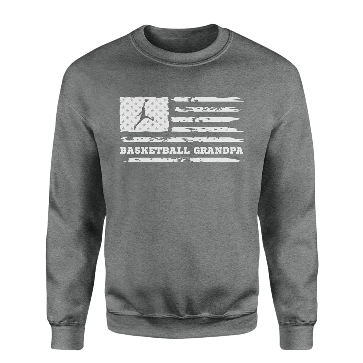 Basketball Grandpa Horizontal Flag on a Sweatshirt with a White Graphic