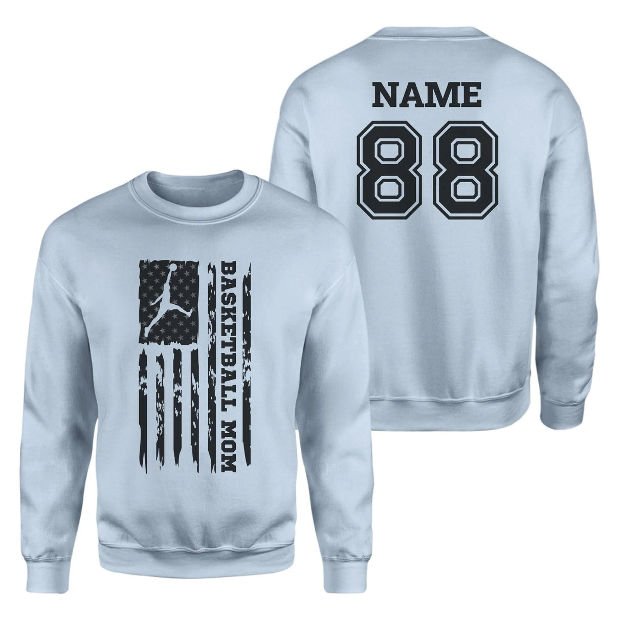 Basketball Mom Vertical Flag With Basketball Player Name on a Sweatshirt with a Black Graphic