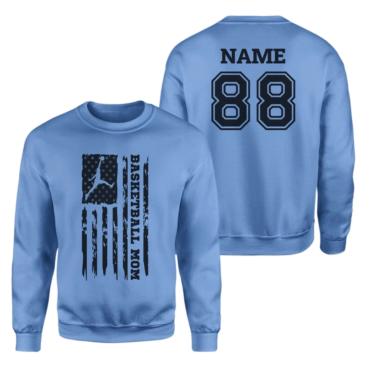 Basketball Mom Vertical Flag With Basketball Player Name on a Sweatshirt with a Black Graphic