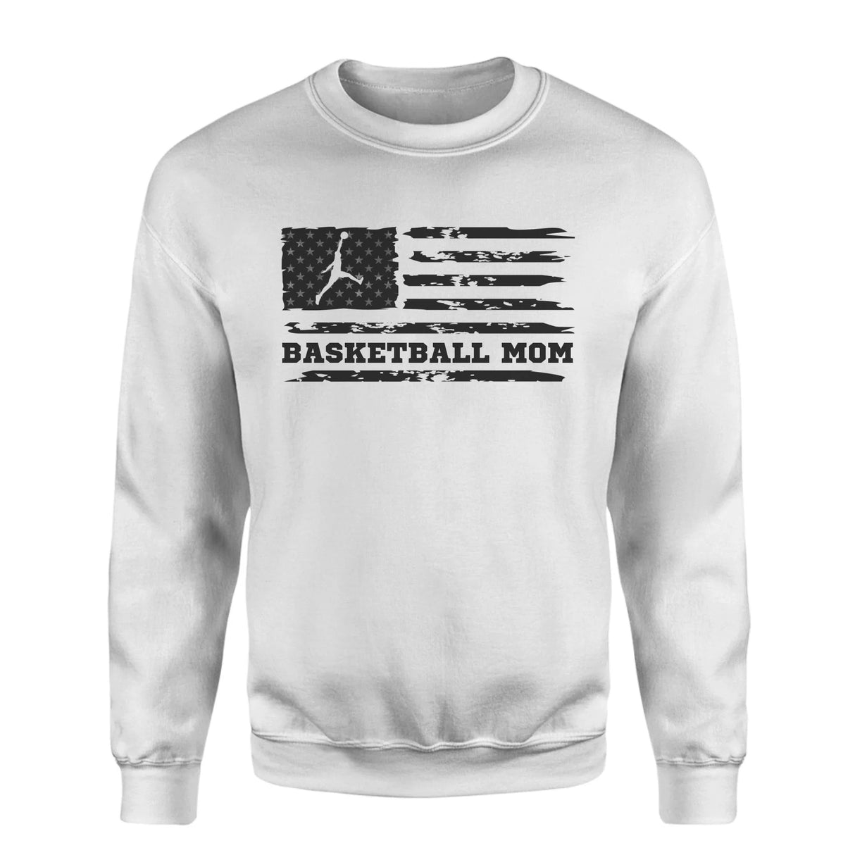 Basketball Mom Horizontal Flag on a Sweatshirt with a Black Graphic